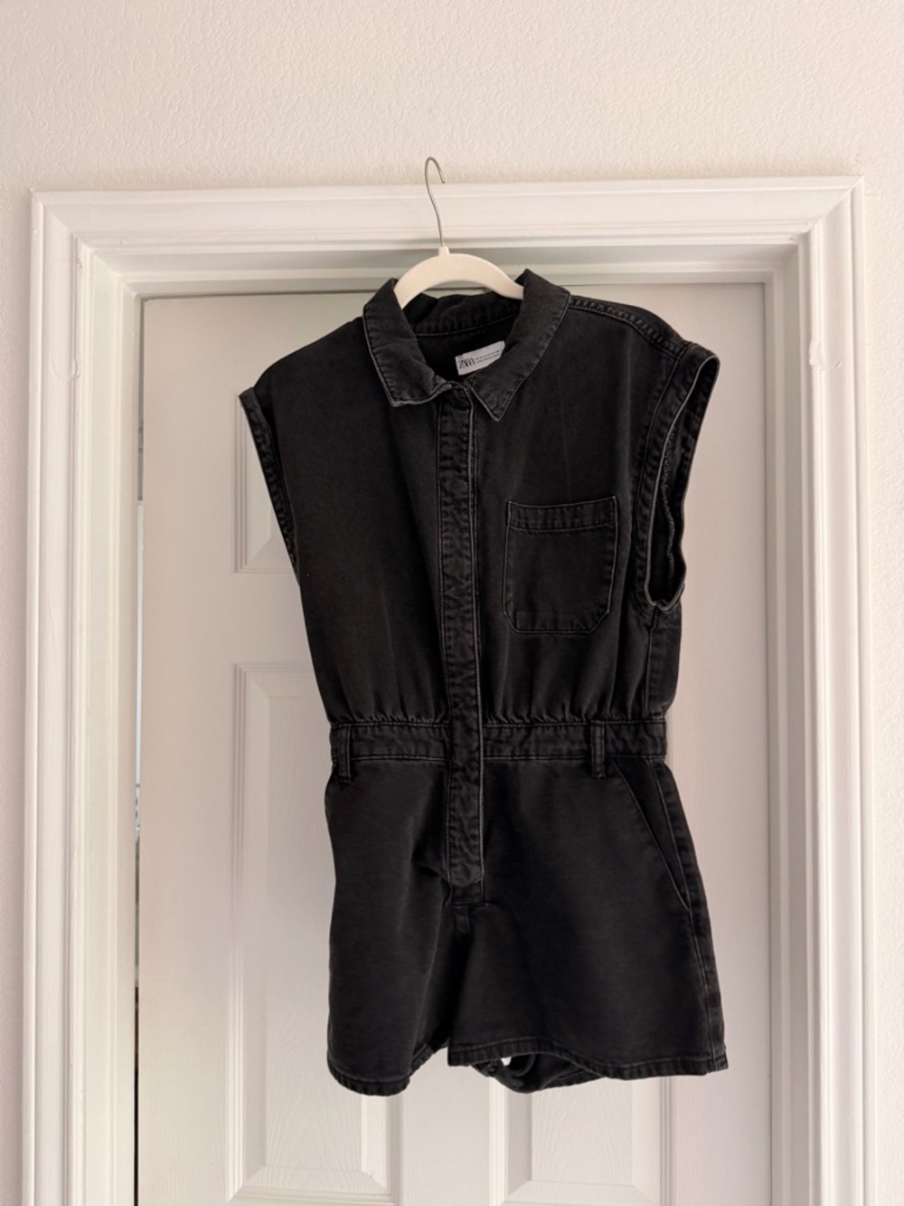 Zara Black Denim Romper